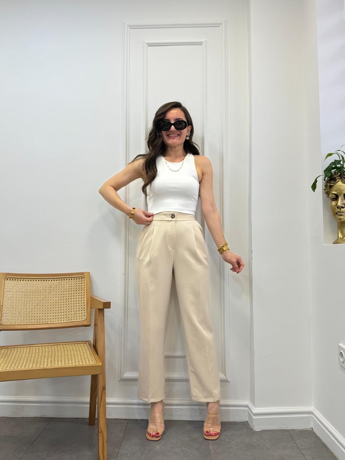 Taş Double Kumaş Çift Pensli Klasik Pantolon 0159