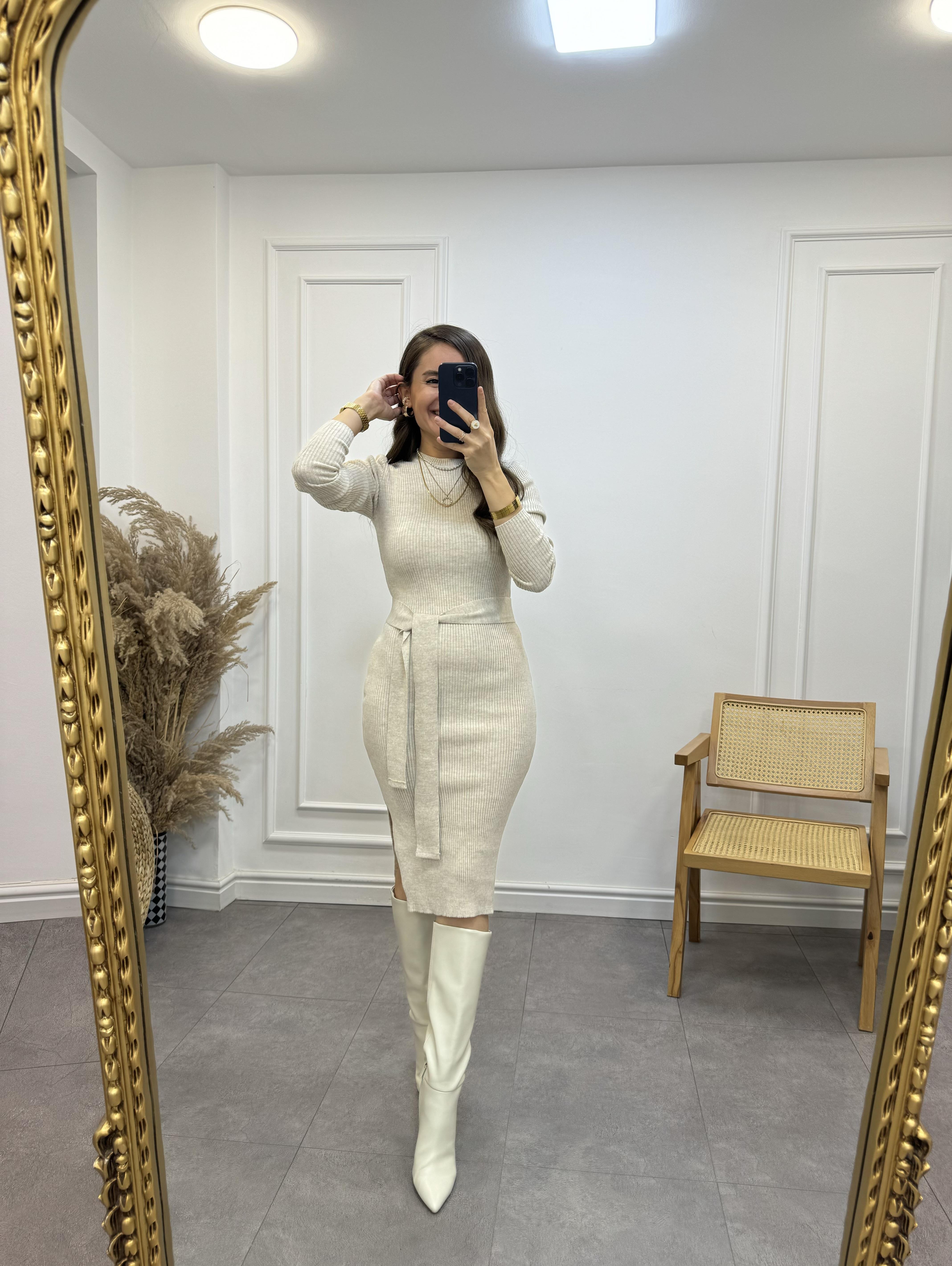 Taş Fitilli Triko Elbise 4117