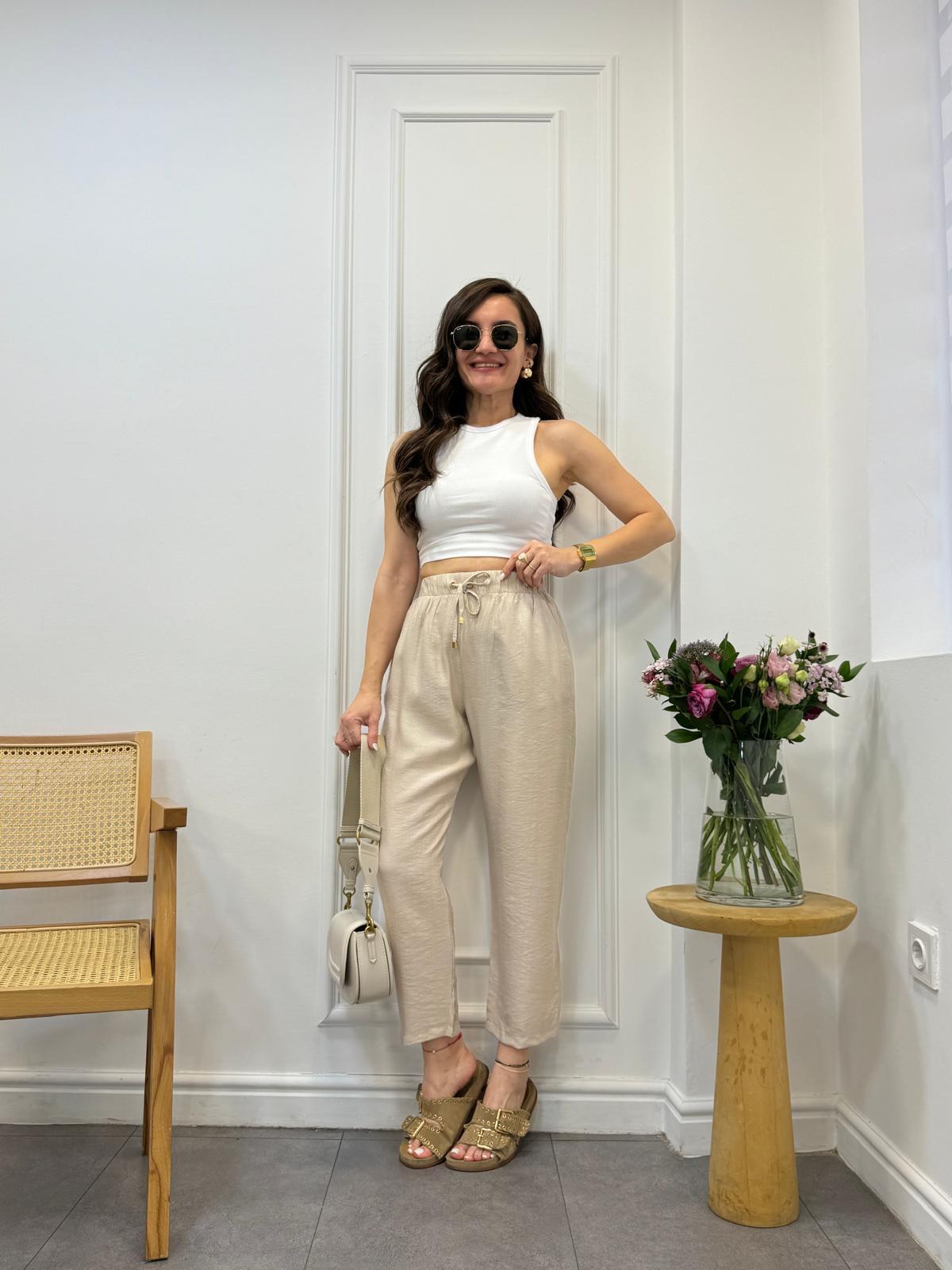 Taş Özel Dokulu Beli Lastikli Pantolon 2014