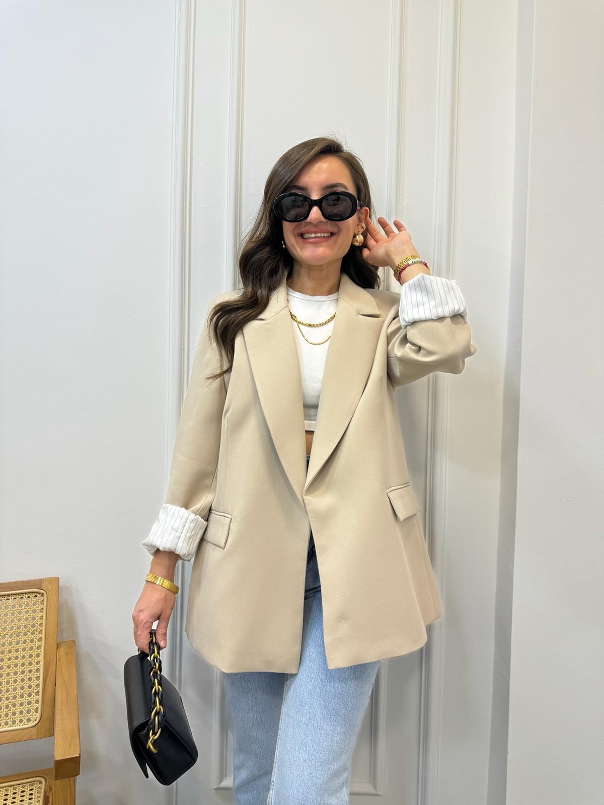 Taş Premium Kalite Marin Astarlı Blazer Ceket 9134