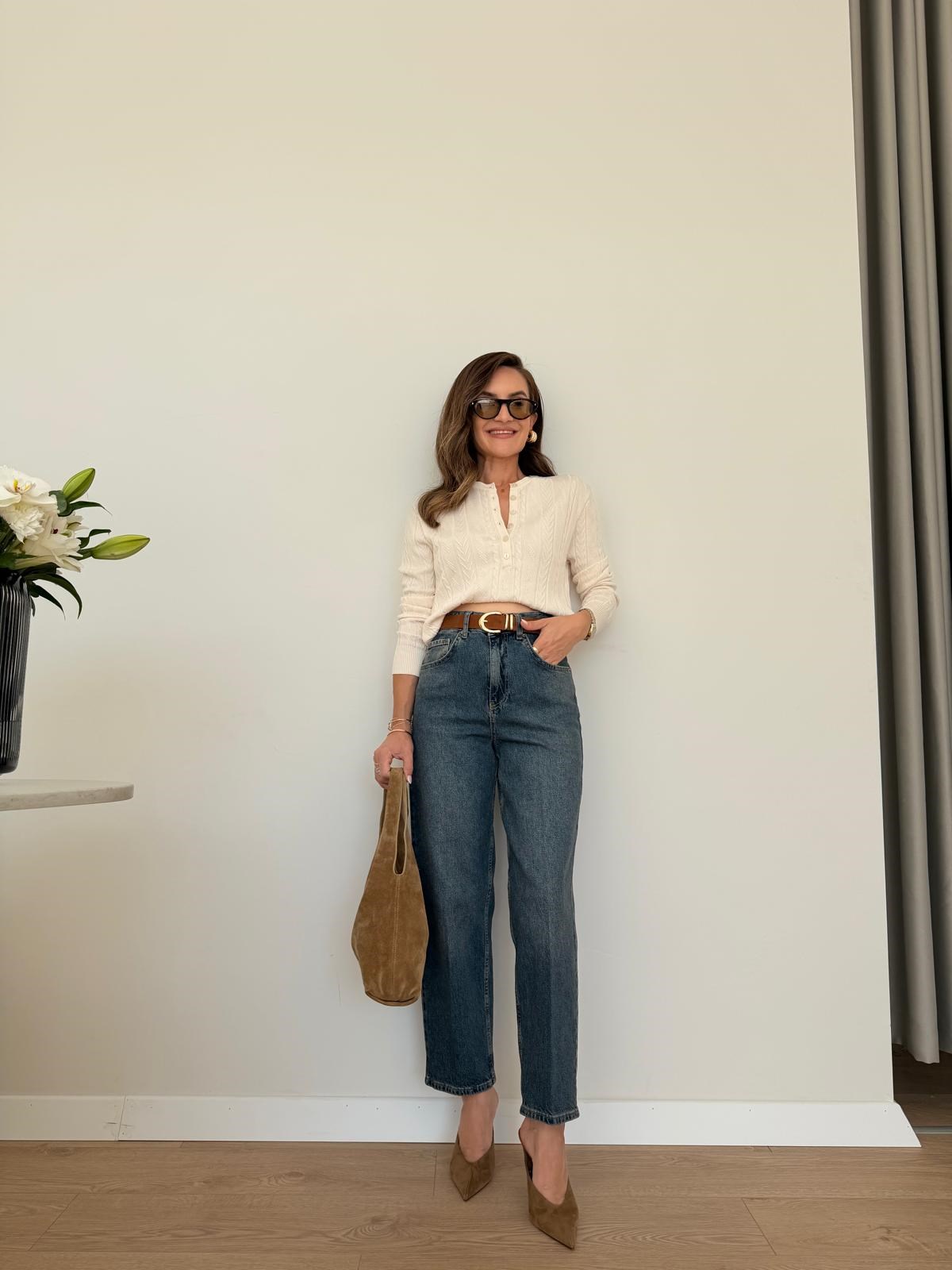 Taşlama Kemerli Baggy Jean D1087