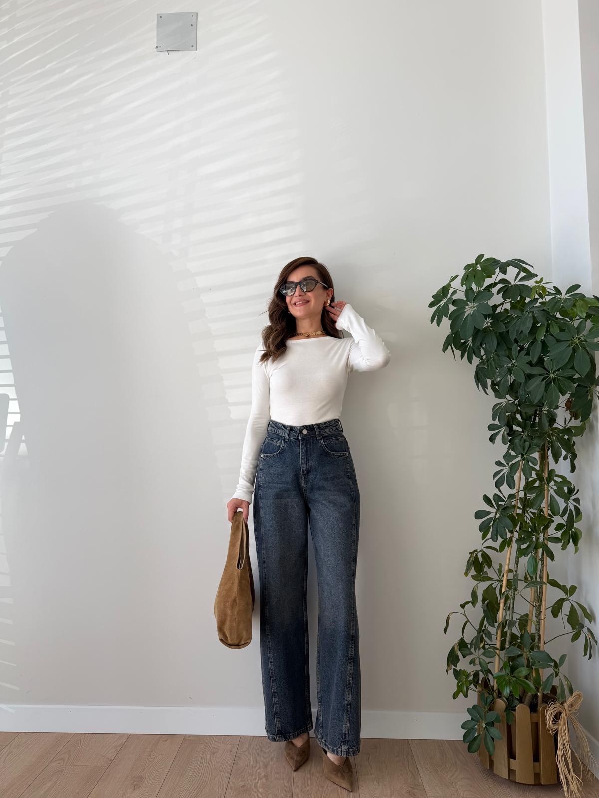 Taşlama Yüksek Bel Baggy Jean 8036