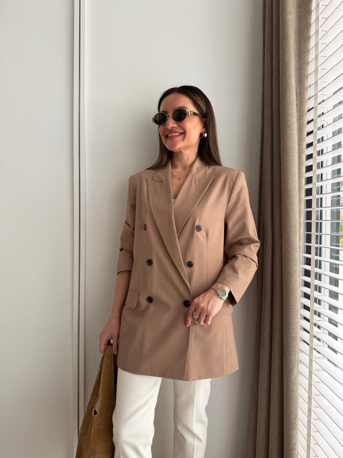 Vizon Kruvaze Yaka Vatkalı Blazer Ceket 60798