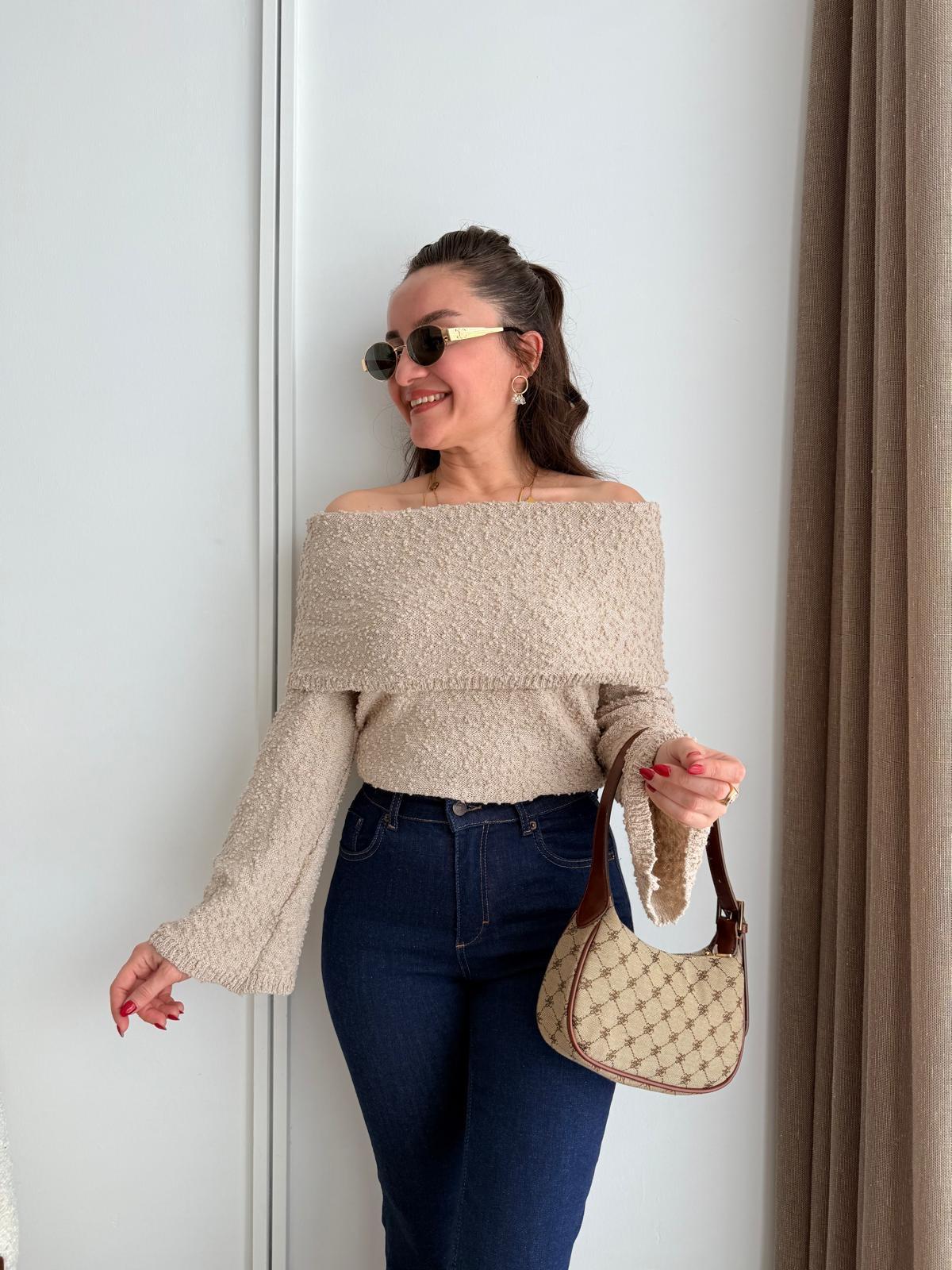 Vizon Madonna Yaka Buklet Triko Kazak 241268