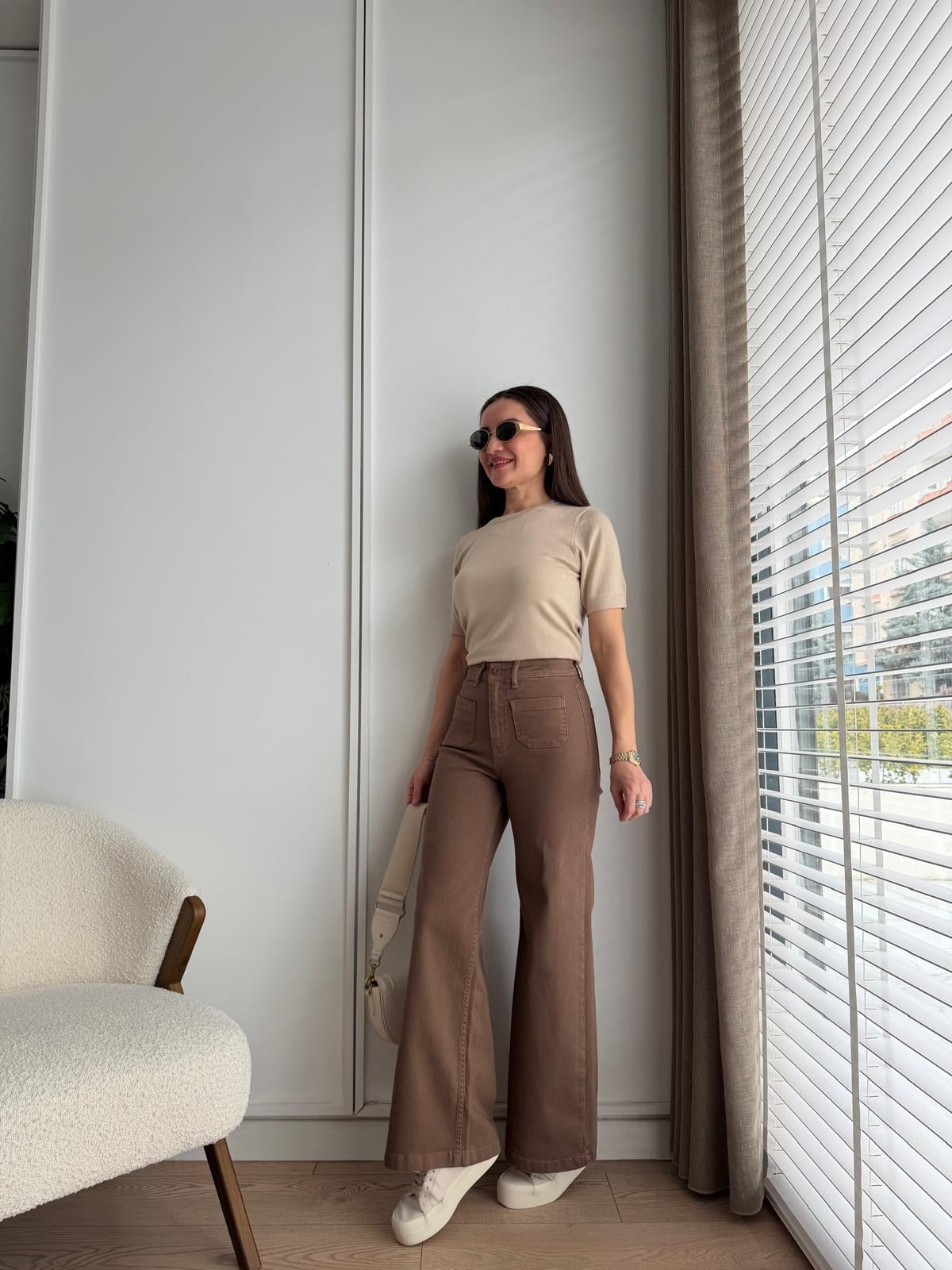 Vizon Ön Cep Detaylı Palazzo Jean 7079