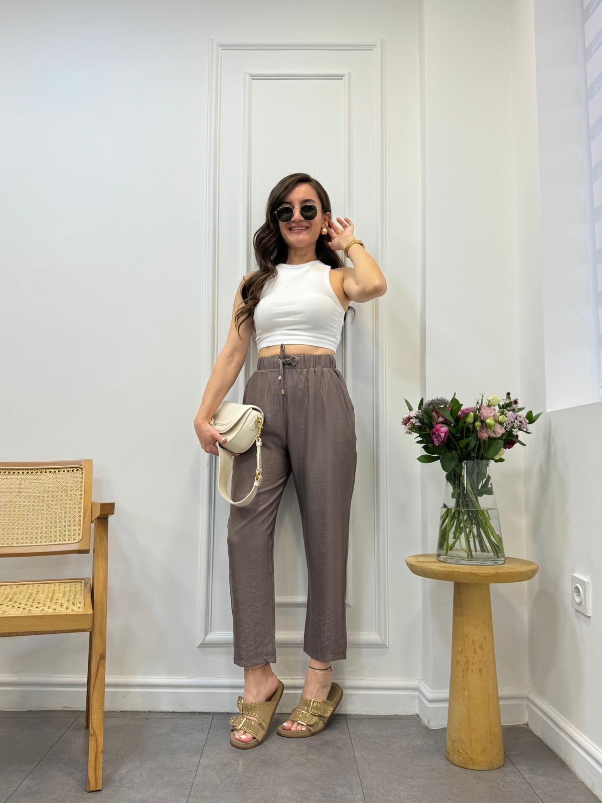 Vizon Özel Dokulu Beli Lastikli Pantolon 2014