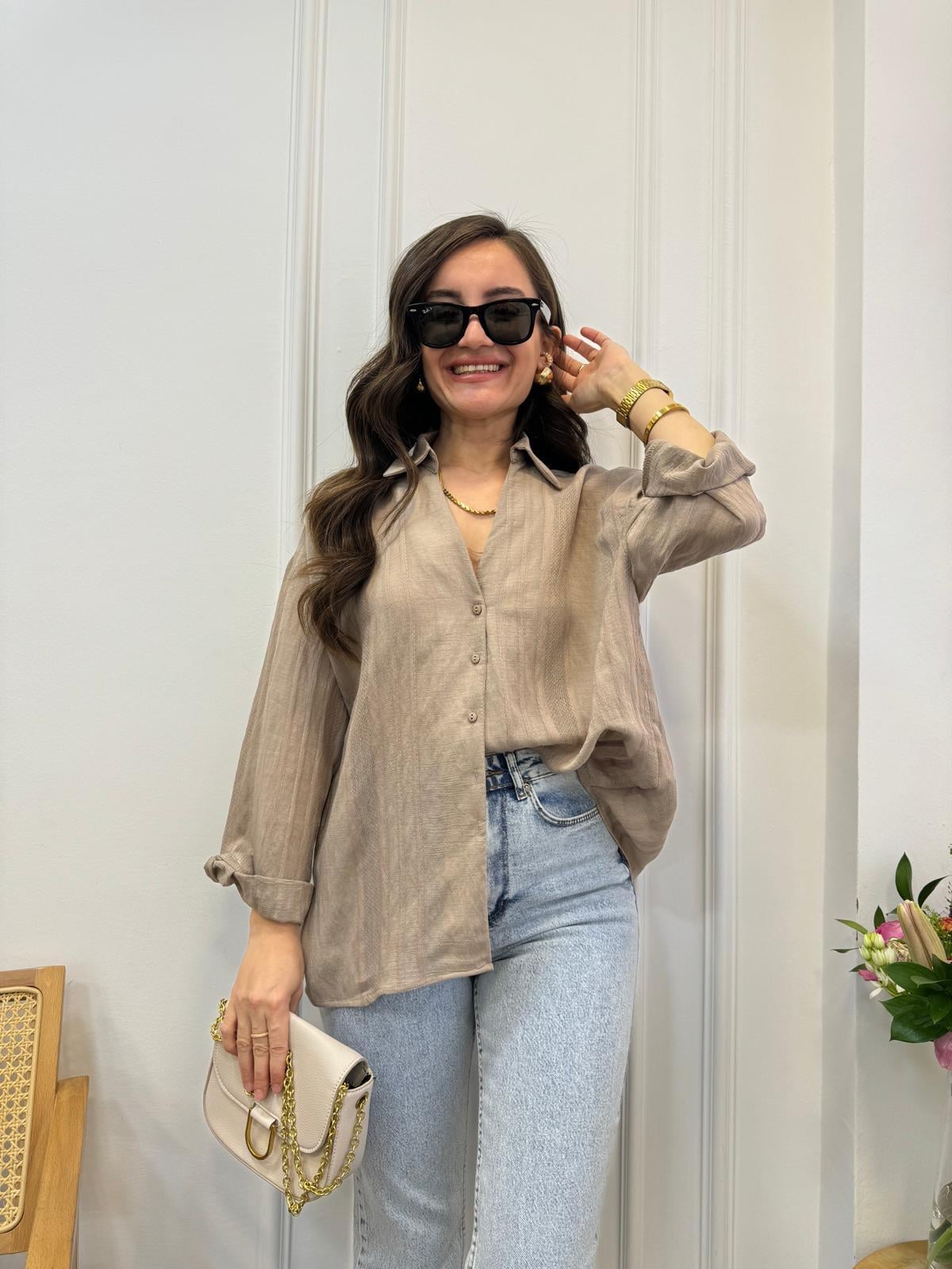 Vizon Transparan Oversize Gömlek 4914