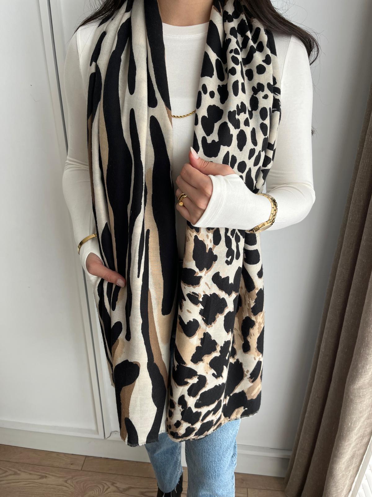 Vizon Zebra Desen Şal 15298