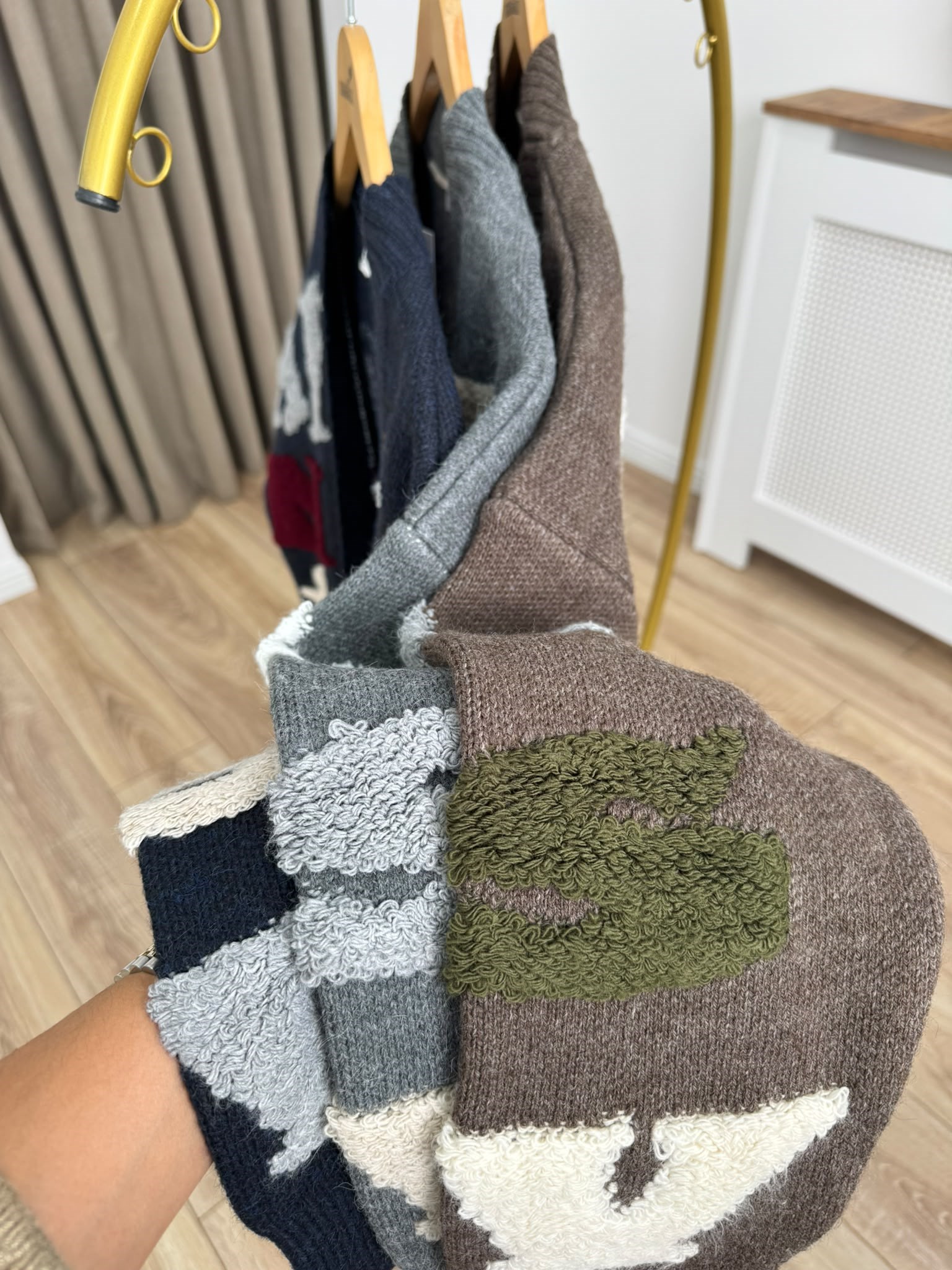 Antrasit Düğmeli Premium Kalite Kabartmalı Oversize Hırka 24824