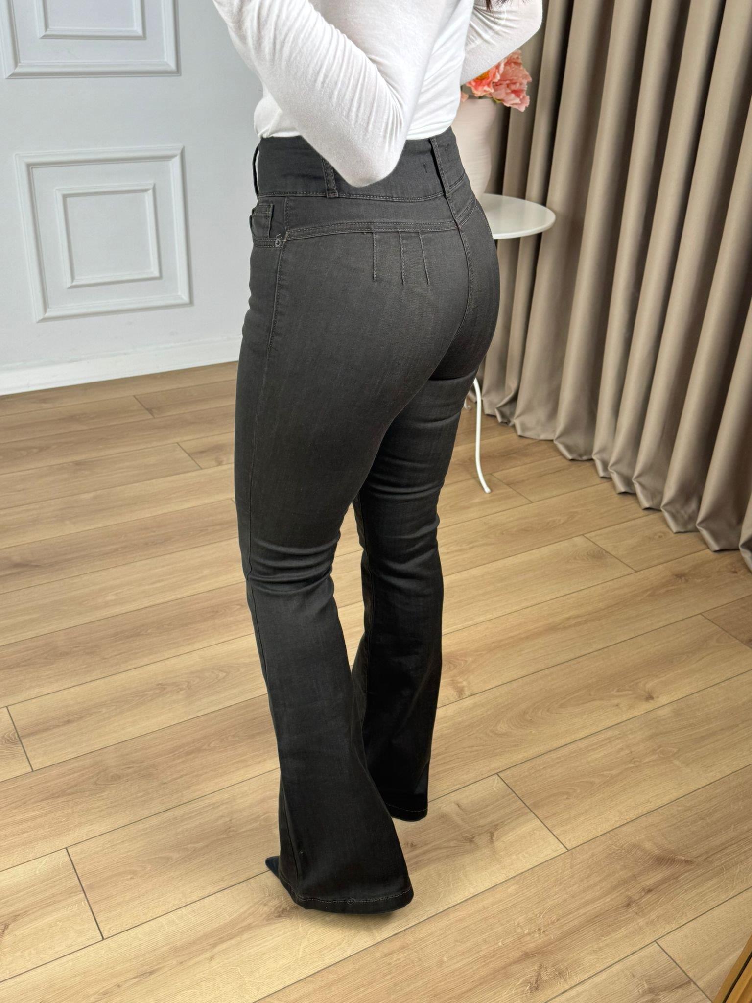 Haki Yüksek Bel Likralı Pensli Geniş Kemerli Jean Pantolon 7151
