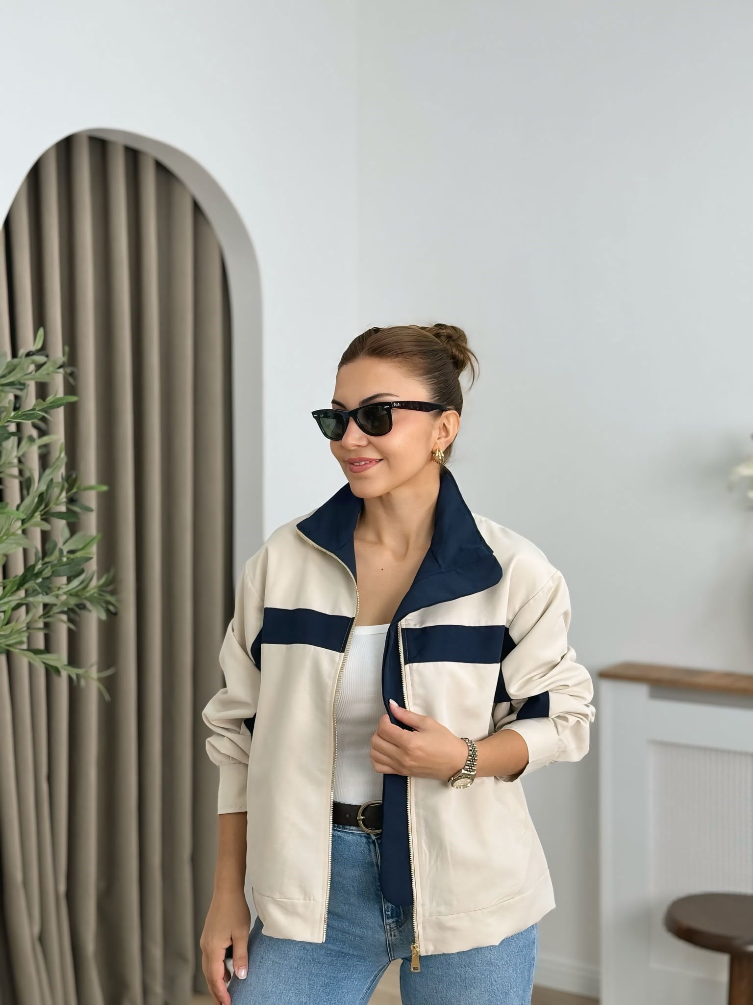 Taş Fermuarlı Astarlı Trenchcoat 3436