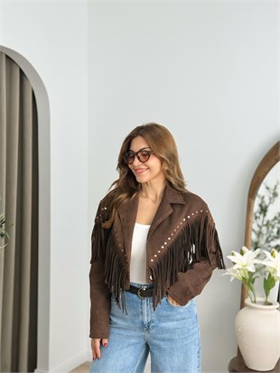 Acı Kahve Premium Kalite Astarlı Püsküllü Ceket 6381