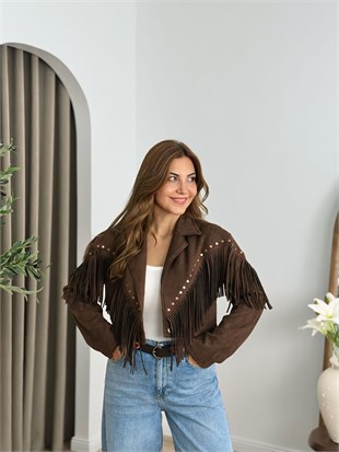 Acı Kahve Premium Kalite Astarlı Püsküllü Ceket 6381