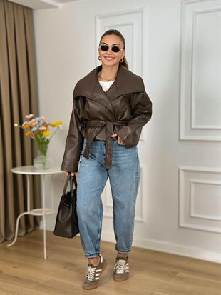 Açık Mavi Yüksek Bel Balon Mom Jean 7057