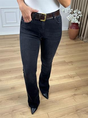 Antrasit Yüksek Bel Likralı İspanyol Paça Jean 867