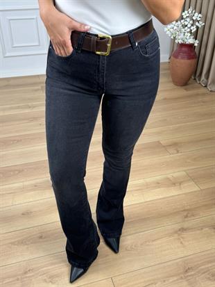 Antrasit Yüksek Bel Likralı İspanyol Paça Jean 867