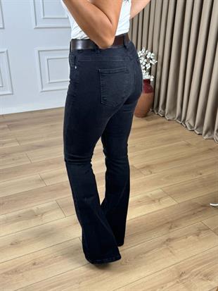 Antrasit Yüksek Bel Likralı İspanyol Paça Jean 867