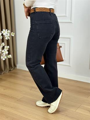 Antrasit Yüksek Bel Likralı Toparlayıcı Palazzo Pantolon 1710