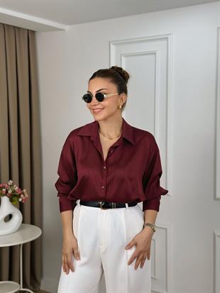 Bordo Düğmeli Nisbet Kumaş Gömlek 251329