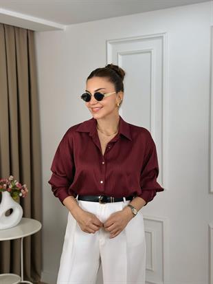 Bordo Düğmeli Nisbet Kumaş Gömlek 251329