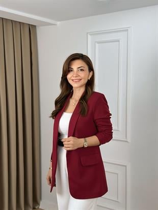 Bordo Kolu Büzgülü Astarlı Blazer Ceket 3102