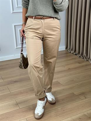 Camel Örgü Kemerli Gabardin Pantolon 51063