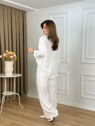 Ekru Beli Lastikli Taşlı Takım 26141