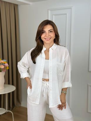Ekru Beli Lastikli Taşlı Takım 26141
