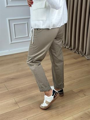 Haki Örgü Kemerli Gabardin Pantolon 51063
