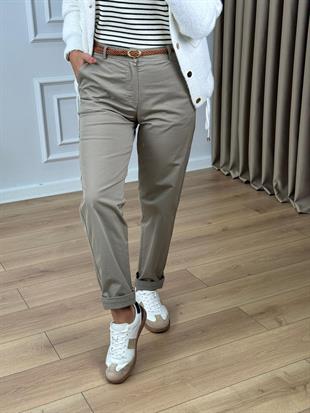 Haki Örgü Kemerli Gabardin Pantolon 51063