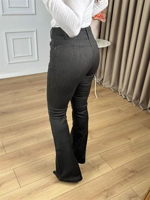 Haki Yüksek Bel Likralı Pensli Geniş Kemerli Jean Pantolon 7151