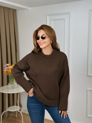 Kahve Bisiklet Yaka Triko Kazak 25704