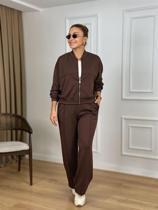 Kahve Fermuarlı Modal Kumaş Takım 261110