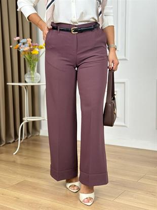 Kahve Yüksek Bel Double Paça Pantolon 6412