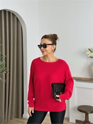 Kırmızı Uzun Yarasa Kol Triko 26430