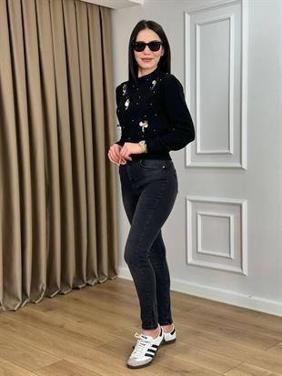 Koyu Füme Likralı Pushup Jean Karol 558