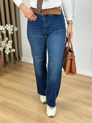 Koyu Mavi Yüksek Bel Likralı Toparlayıcı Palazzo Pantolon 1710