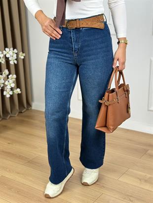 Koyu Mavi Yüksek Bel Likralı Toparlayıcı Palazzo Pantolon 1710