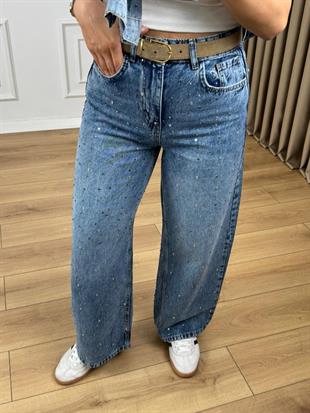 Mavi Yüksel Bel Taşlı Jean Pantolon 8895