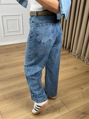 Mavi Yüksel Bel Taşlı Jean Pantolon 8895