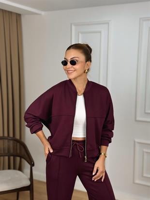 Mürdüm Fermuarlı Modal Kumaş Takım 261110