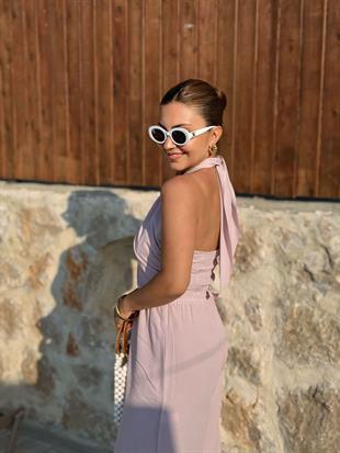 Pudra Arkası Gipeli Bağlamalı Bluz Pantolon Takım 0610