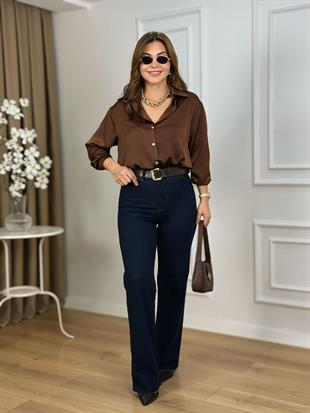 Rins Lacivert Yüksek Bel Likralı Toparlayıcı Palazzo Pantolon 1710