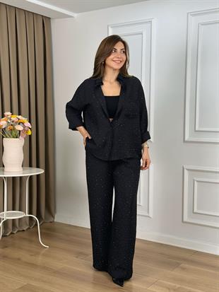 Siyah Beli Lastikli Taşlı Takım 26141