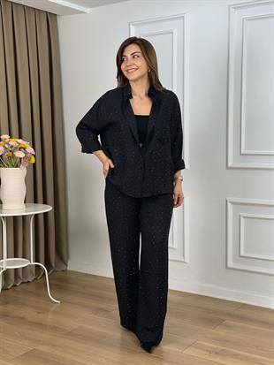 Siyah Beli Lastikli Taşlı Takım 26141