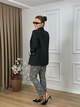 Siyah Çizgili Astarlı Ceket 7560