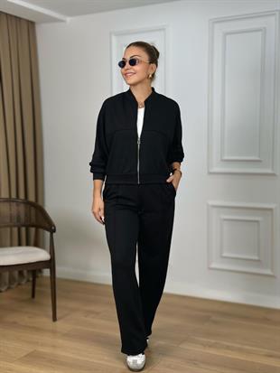 Siyah Fermuarlı Modal Kumaş Takım 261110