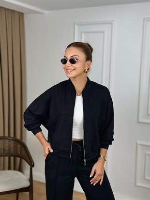 Siyah Fermuarlı Modal Kumaş Takım 261110