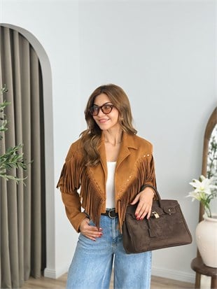 Taba Premium Kalite Astarlı Püsküllü Ceket 6381