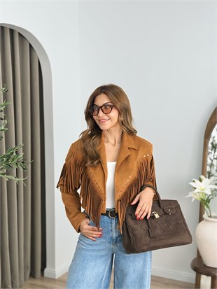 Taba Premium Kalite Astarlı Püsküllü Ceket 6381